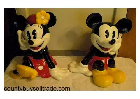 Vintage Treasure Craft Mickey and Minnie Mouse Cookie Jars