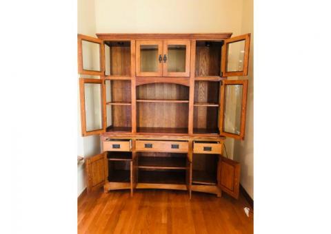Mission style China cabinet