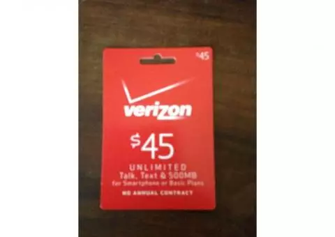 Verizon $45 card