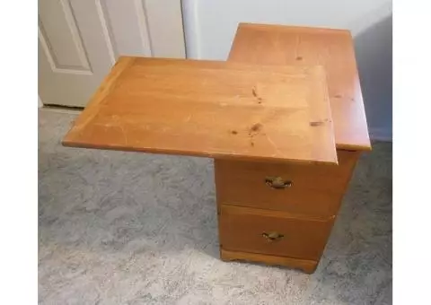 2 drawer wood file cabinet with top that swings out to side